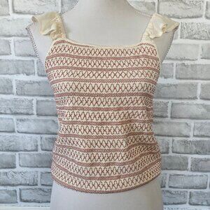 Hem & Thread Full Smocked Ruffled Tank Top Feminine Coquette Cottage Western L